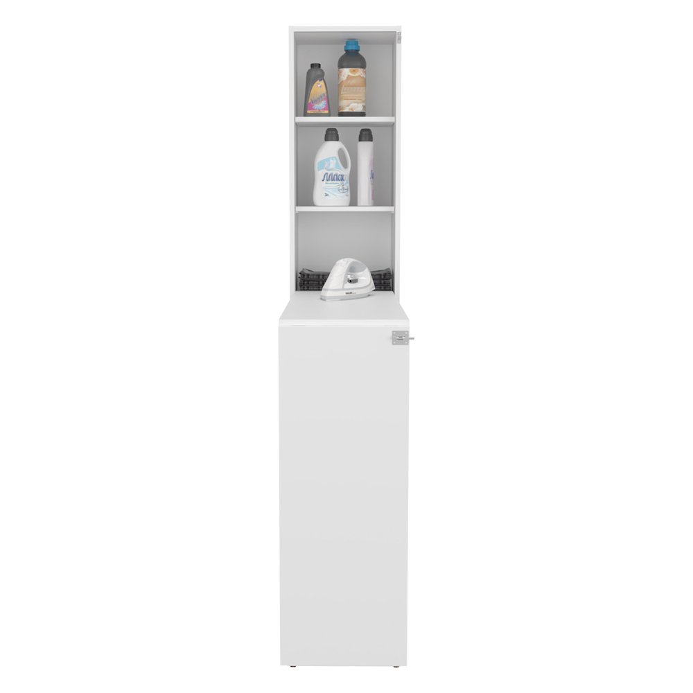 Rupert Folding Table, 3 Shelves, White. Picture 4