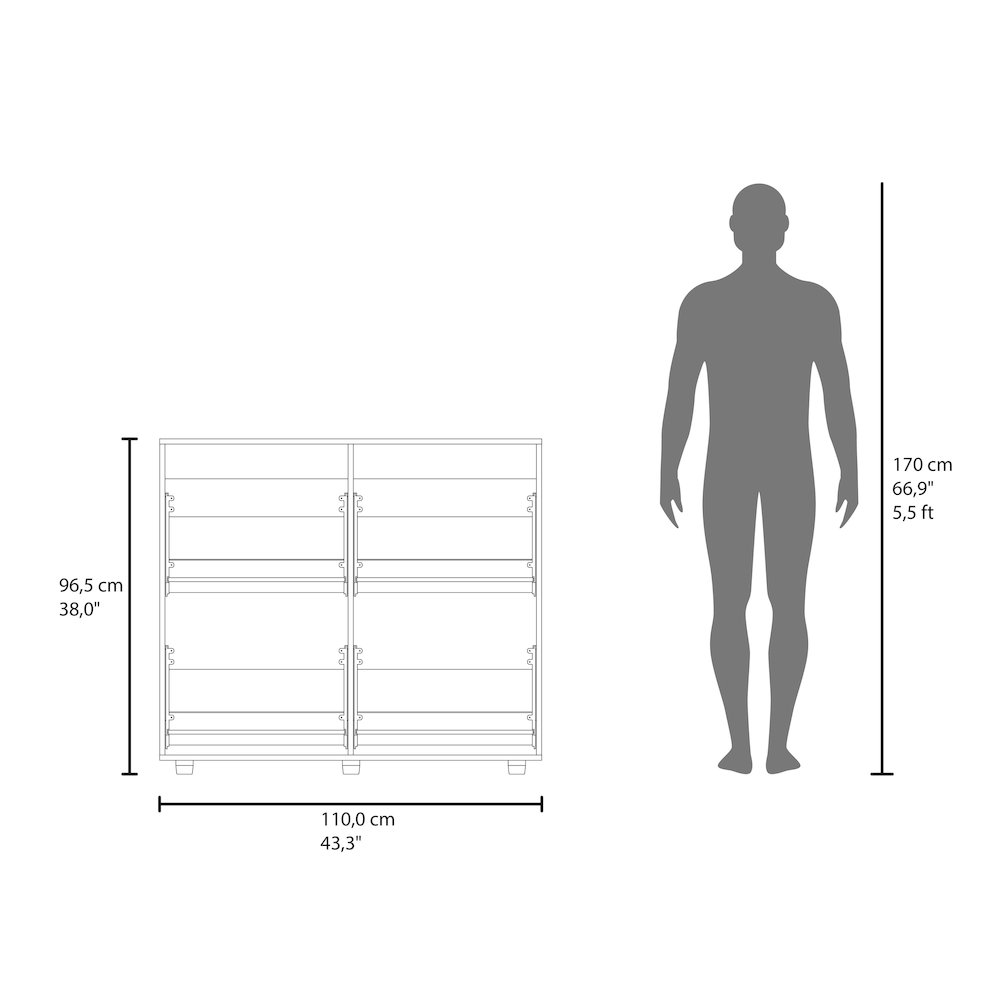 Parc Shoe Rack, 4 Doors, 4 Shelves, 4 Legs, White. Picture 4