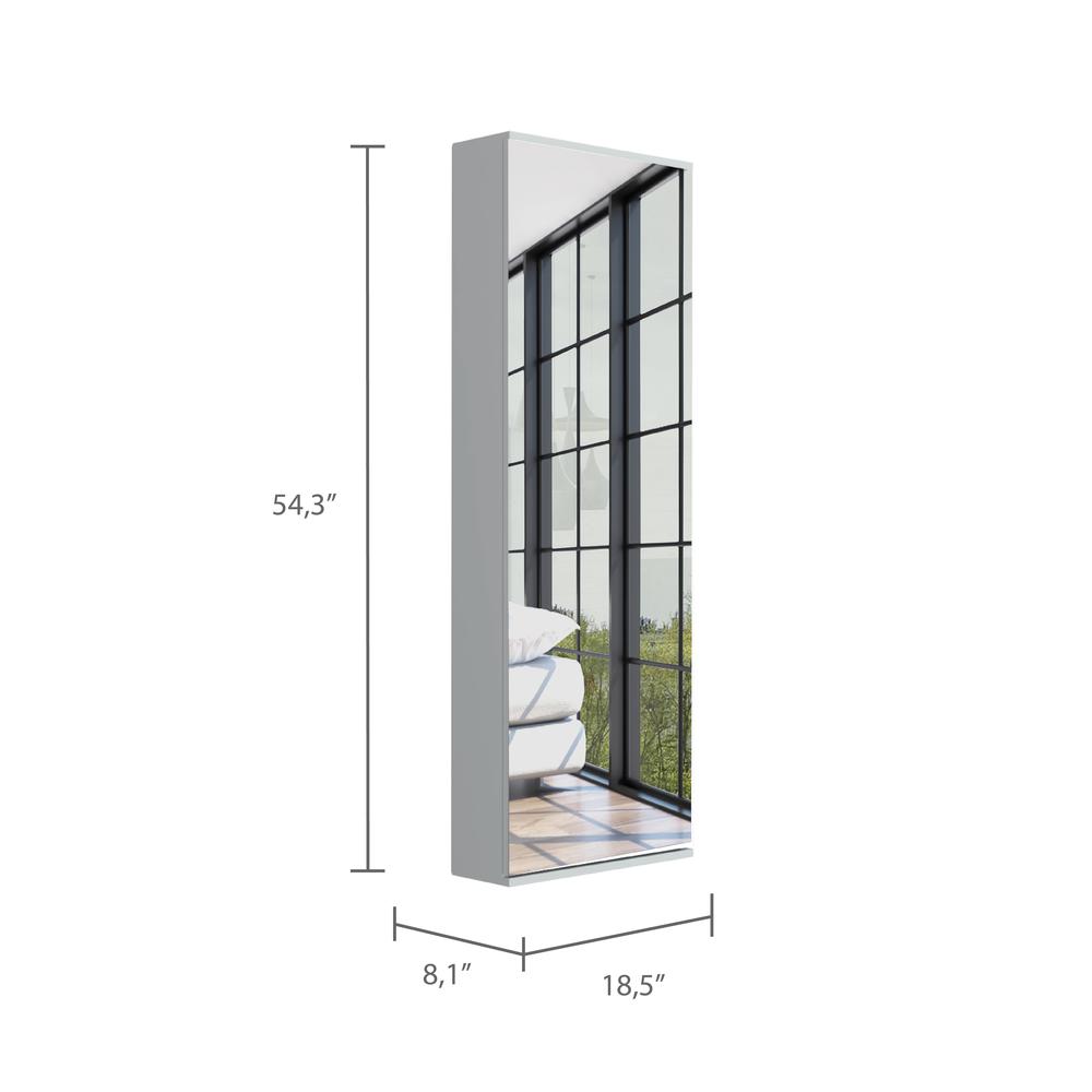 Seul Wall Mounted Shoe Rack With Mirror White. Picture 5