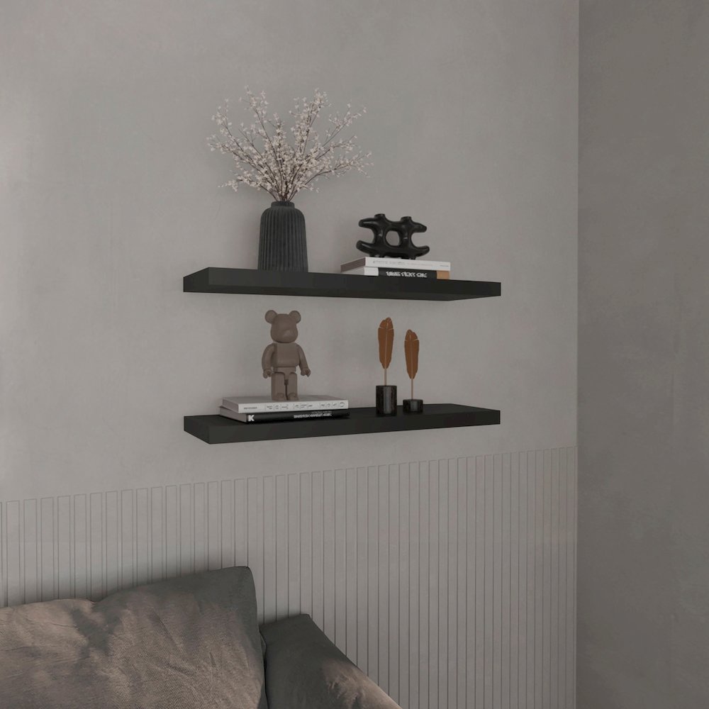 Belville Floating Shelves, 2 Shelves, 1.50" H, Black Wengue. Picture 6