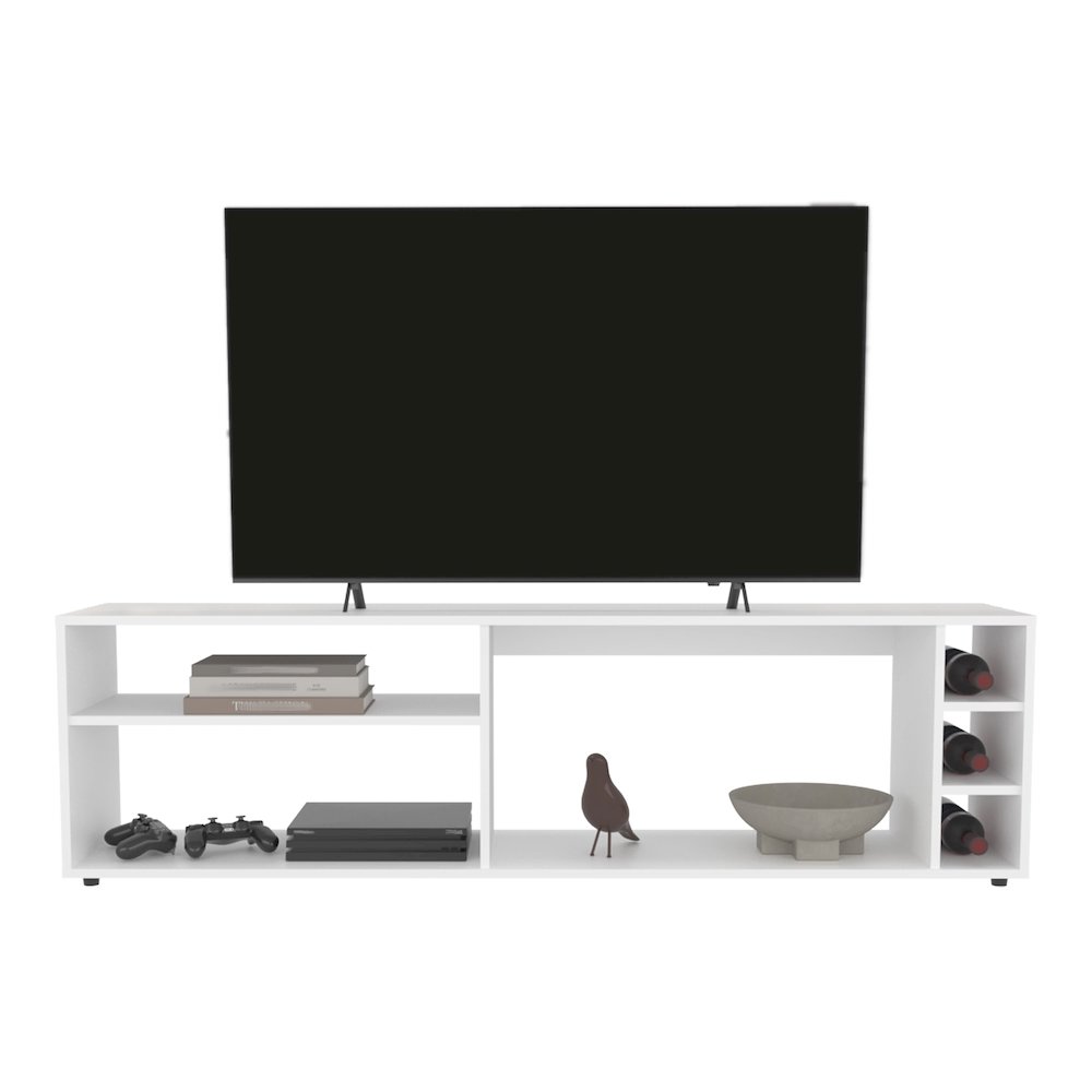Weir Tv Stand, 6 Shelves, 60" TV Capacity, White. Picture 6