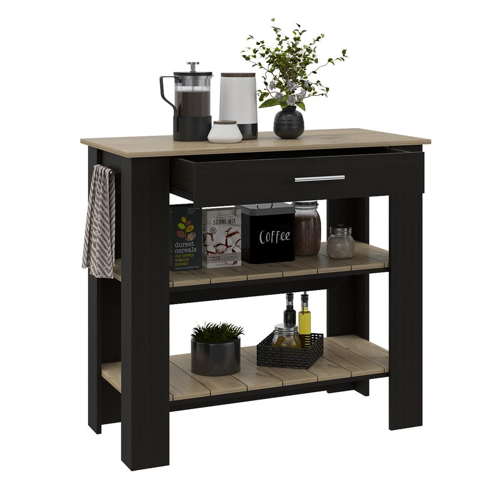 Delos 40Kitchen Island Black-Light Oak. Picture 4