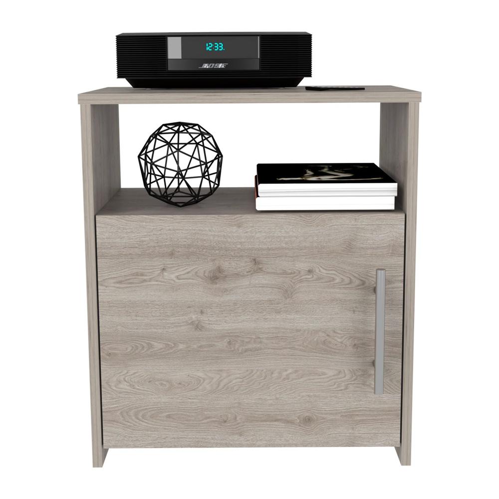Nightstand, Single Door Cabinet, Metal Handle, One Shelf, Superior Top. Picture 2