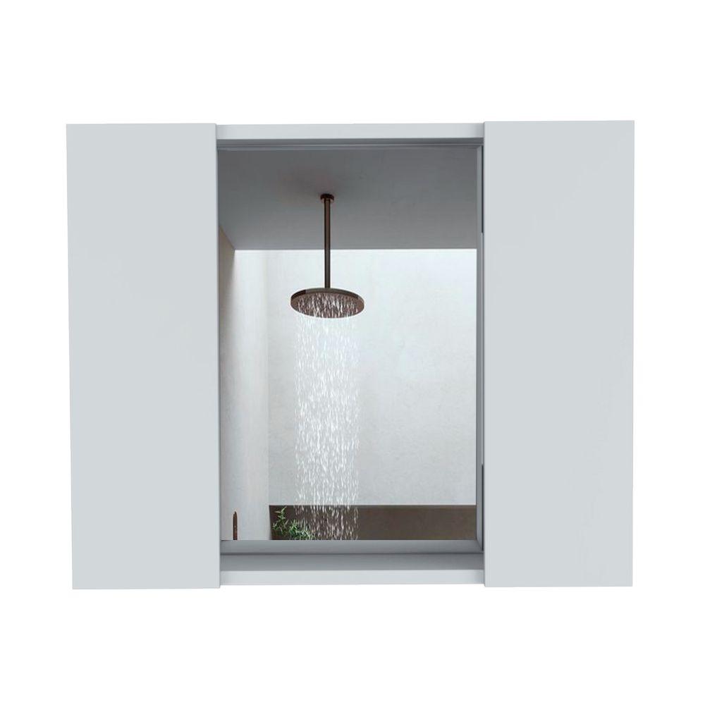 DEPOT E-SHOP Garnet Medicine Cabinet, Mirror, One External Shelf, Two-Door Cabinet-White, For Bathroom. Picture 2