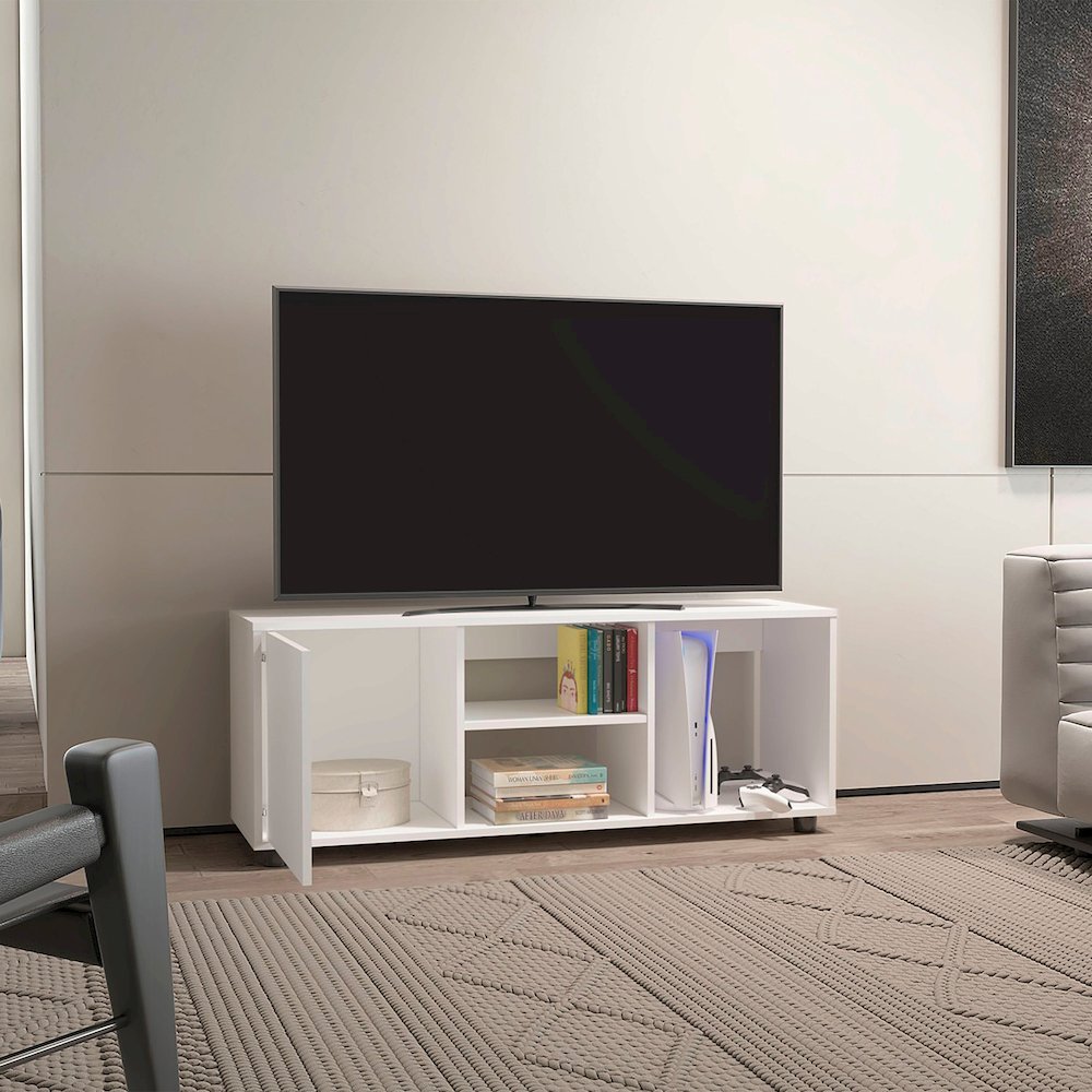 Penndel Tv Stand, 1 Door, 4 Shelves, 55" TV Capacity, Black Wengue. Picture 7