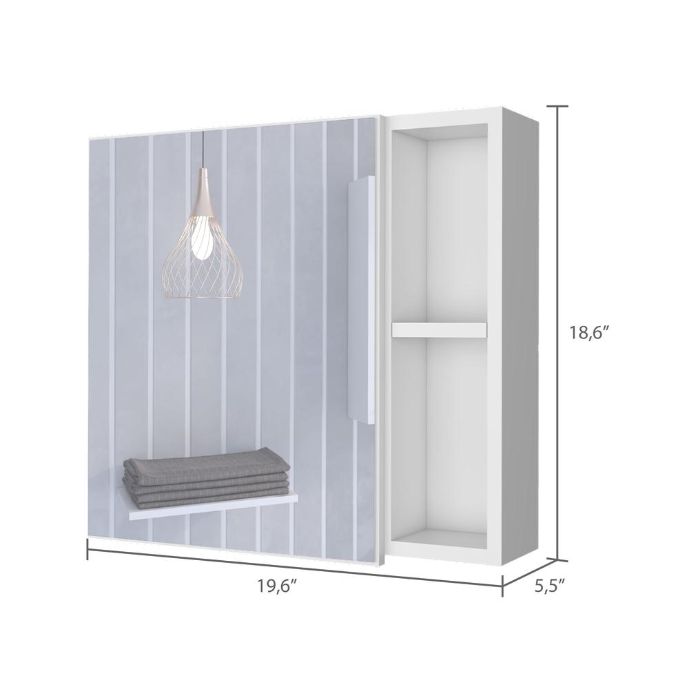 DEPOT E-SHOP Kazan Medicine Cabinet, Mirror, One-Door Cabinet, Two External Shelves, Three Internal Shelves-White, For Bathroom. Picture 4