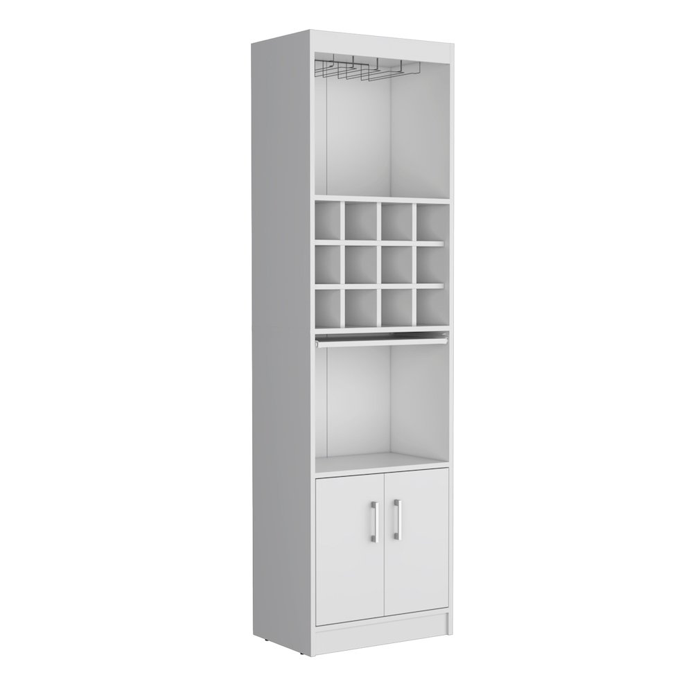 Bar Cabinet 5-Tier, Wine Cabinet, 12 Bottle Cubbies, 5 Shelves, White. Picture 1