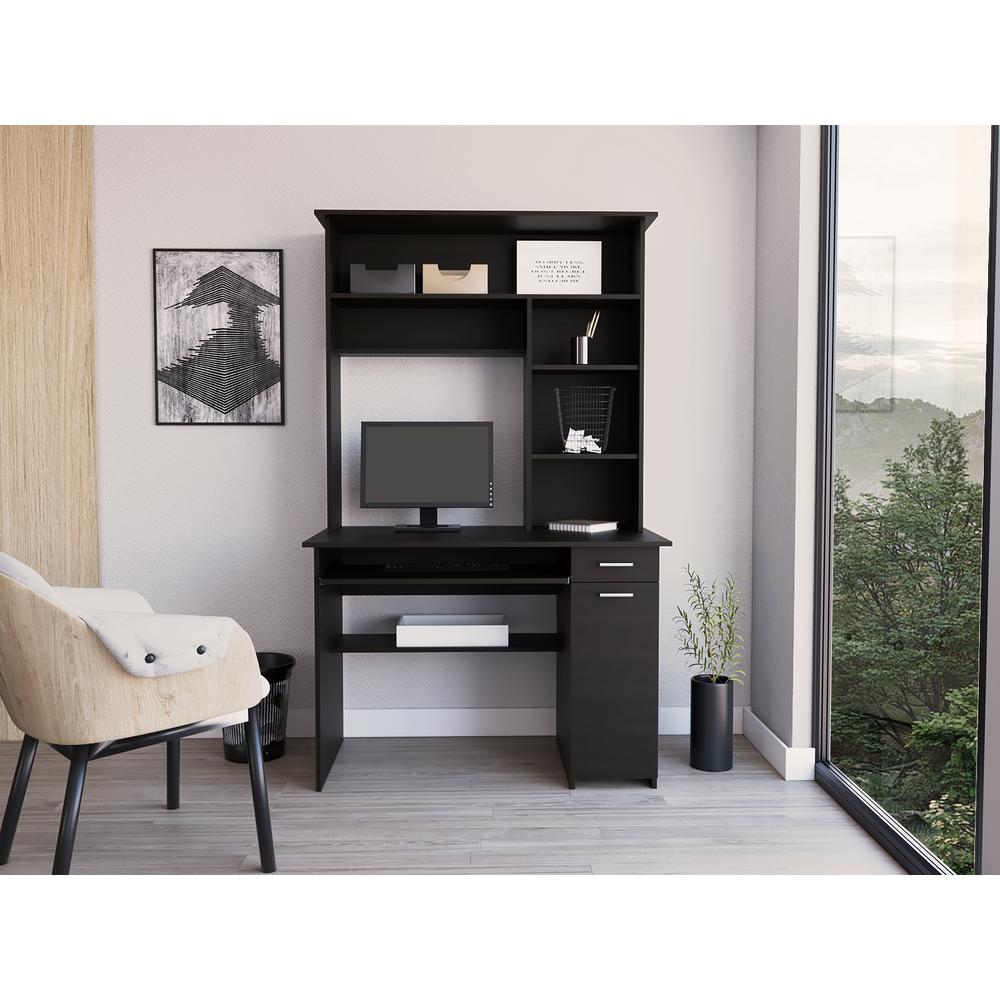 Xalo 180 Compu Hutch Desk In Black. Picture 7