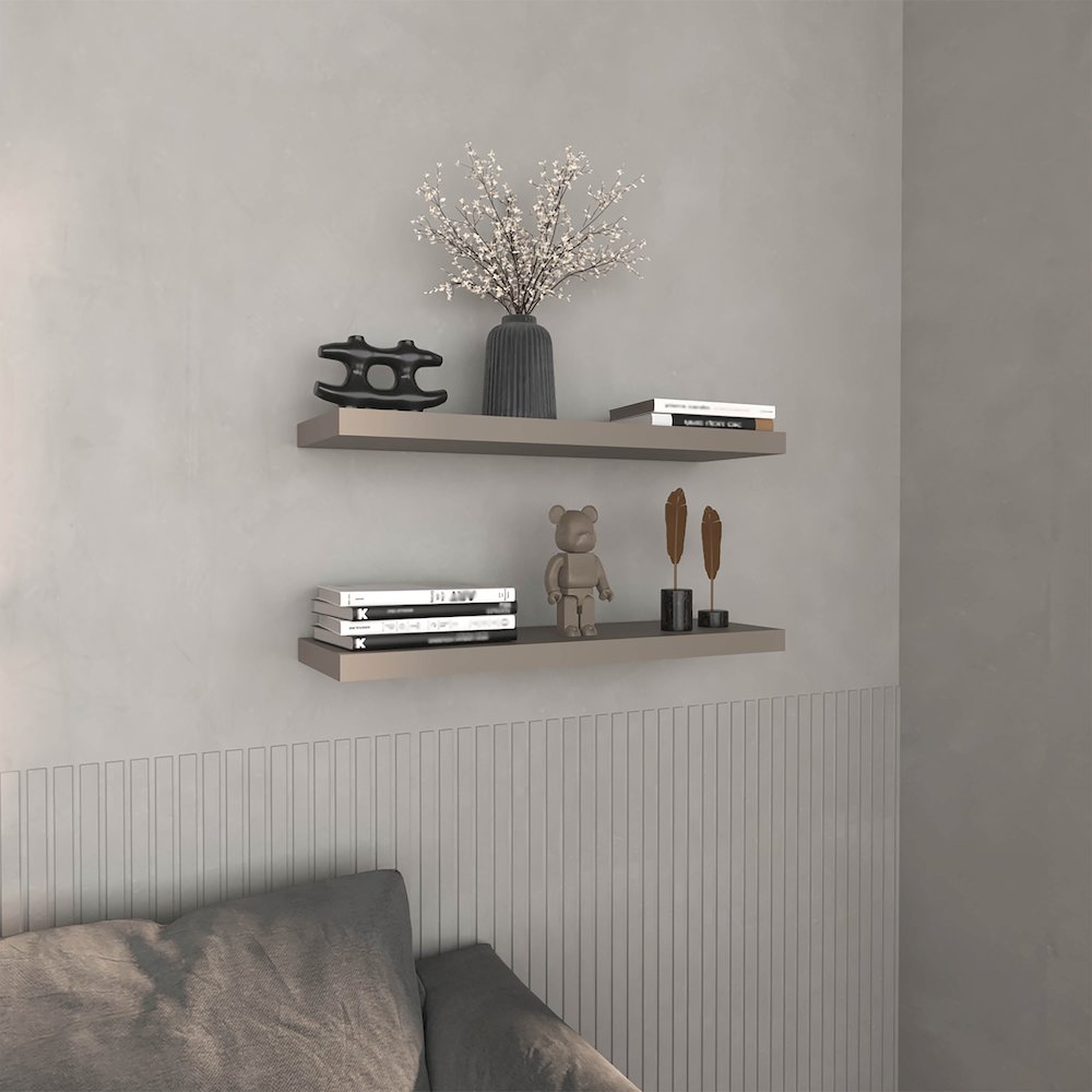 Belville Floating Shelves, 2 Shelves, 1.50" H, Taupe. Picture 6