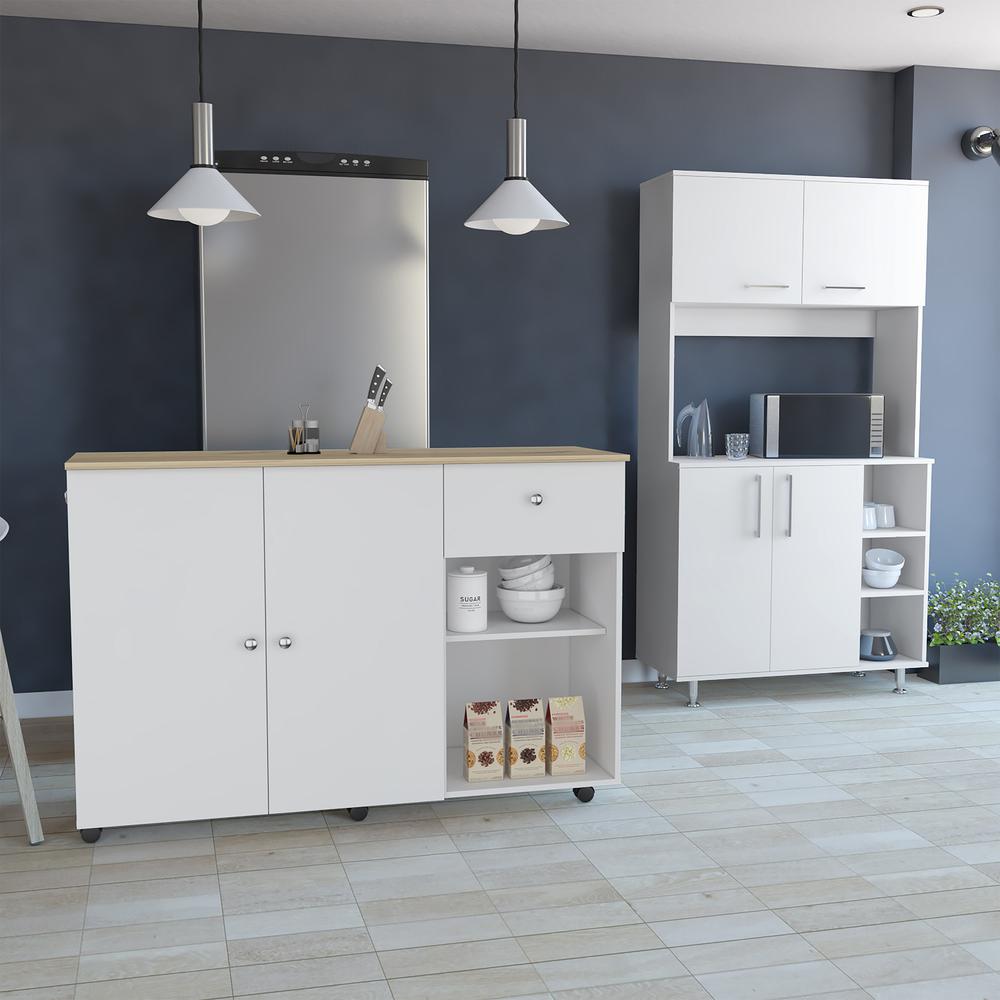 Edmond 2 Piece Kitchen Set, Syros Kitchen Island Cart  + Kitchen Pantry Cabinet. Picture 5