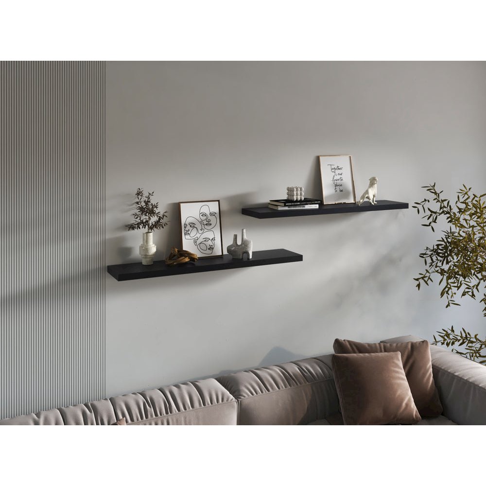 Pantego Floating Shelves with 1 Shelf, Black. Picture 7