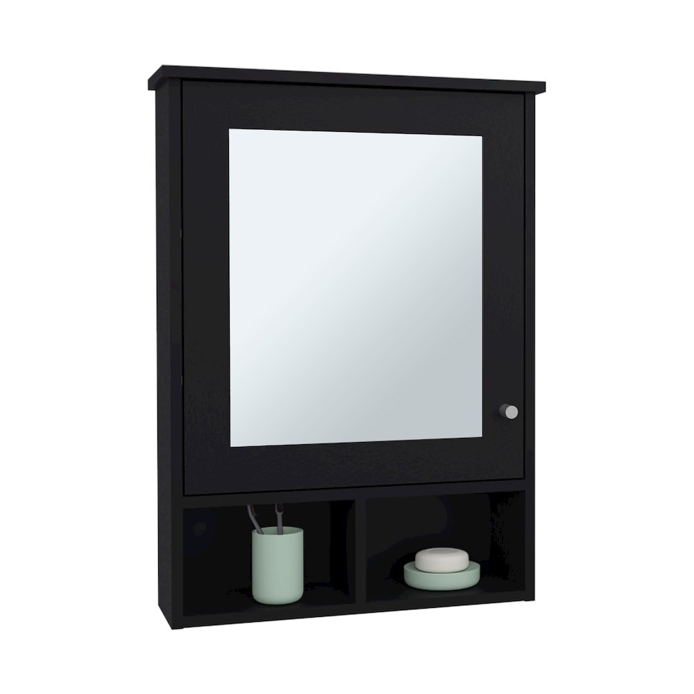 Anamoose Medicine Cabinet with 5 Shelves, 1 Door, and 1 Mirror, Black Wengue. Picture 5