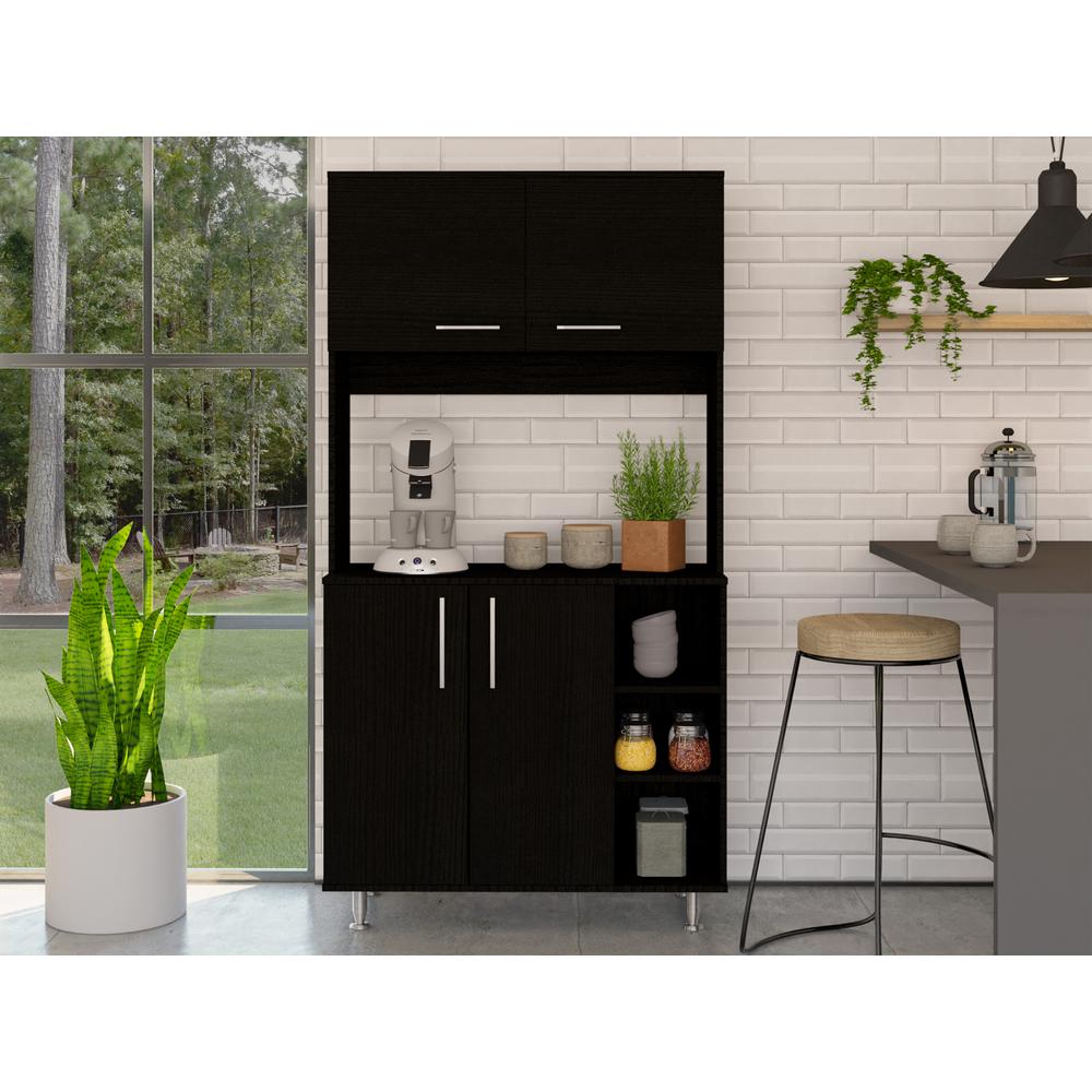 Malta Kitchen Pantry Cabinet Black. Picture 9