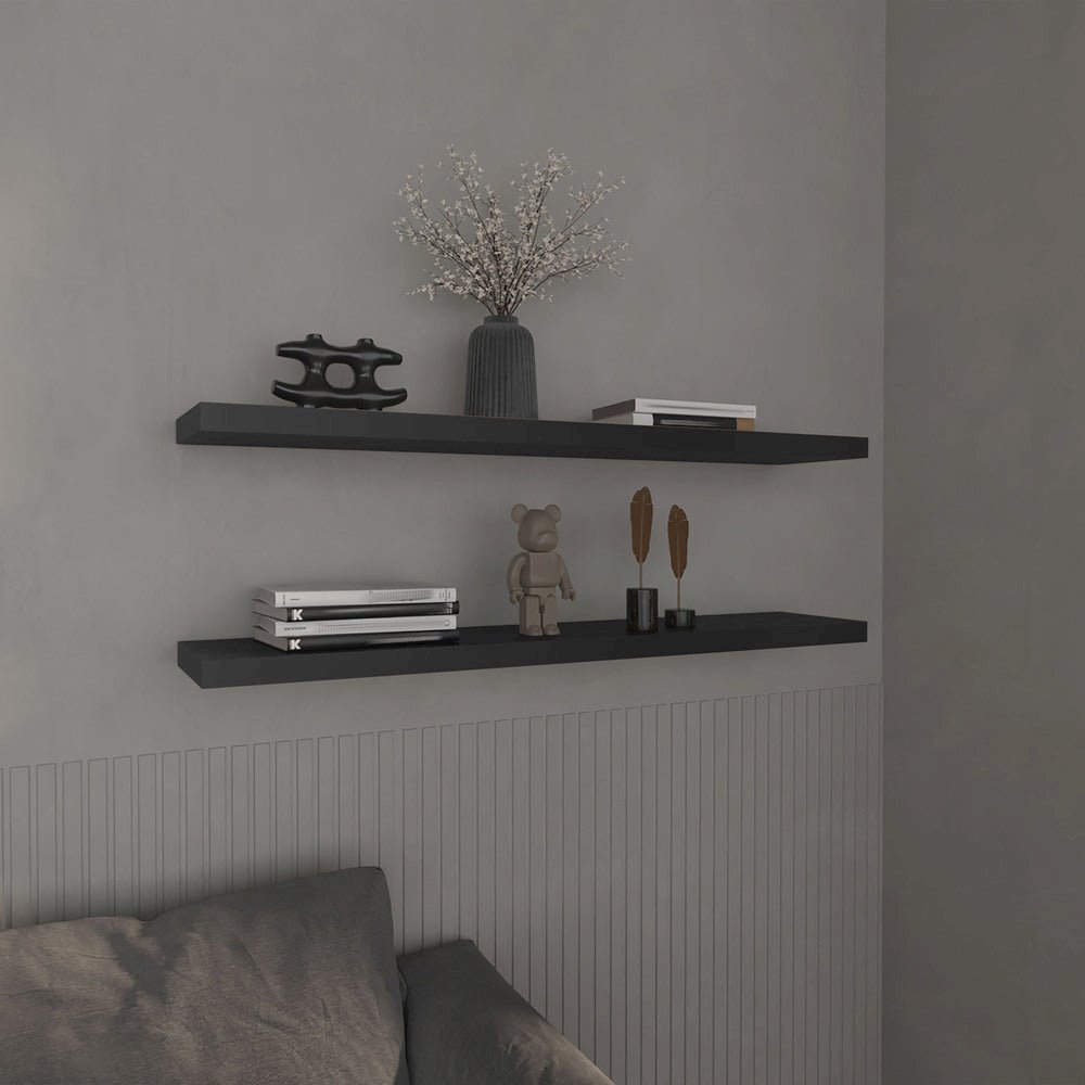 Pantego Floating Shelves with 1 Shelf, Black. Picture 6