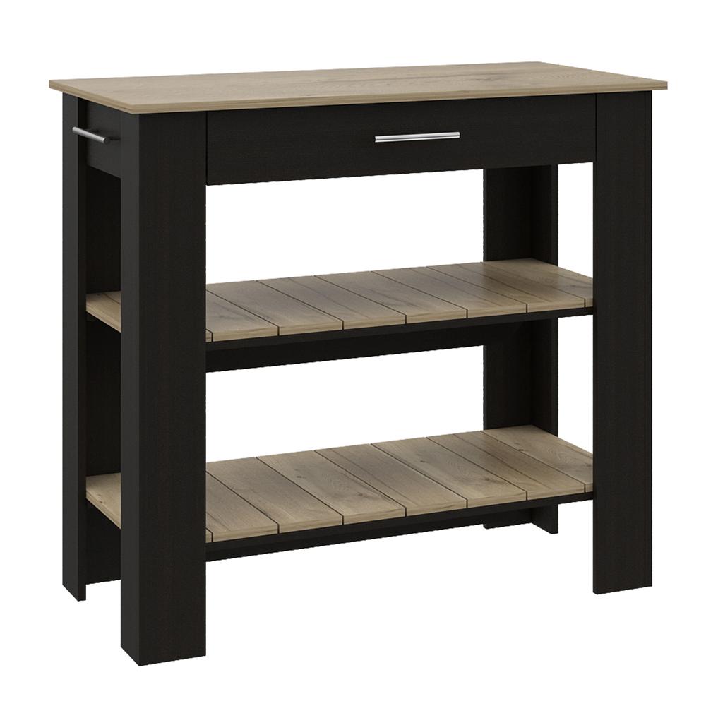 Delos 40Kitchen Island Black-Light Oak. Picture 1