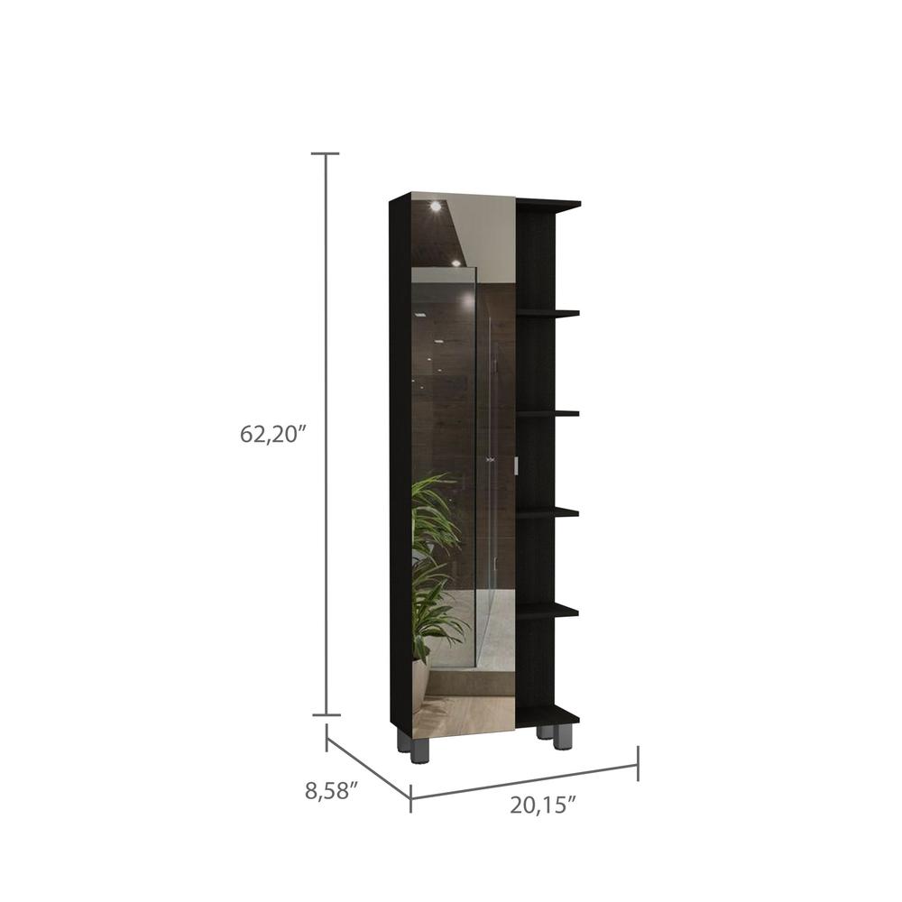 2 Piece Bathroom Set, Medicine Cabinet + Linen Cabinet, Black. Picture 4