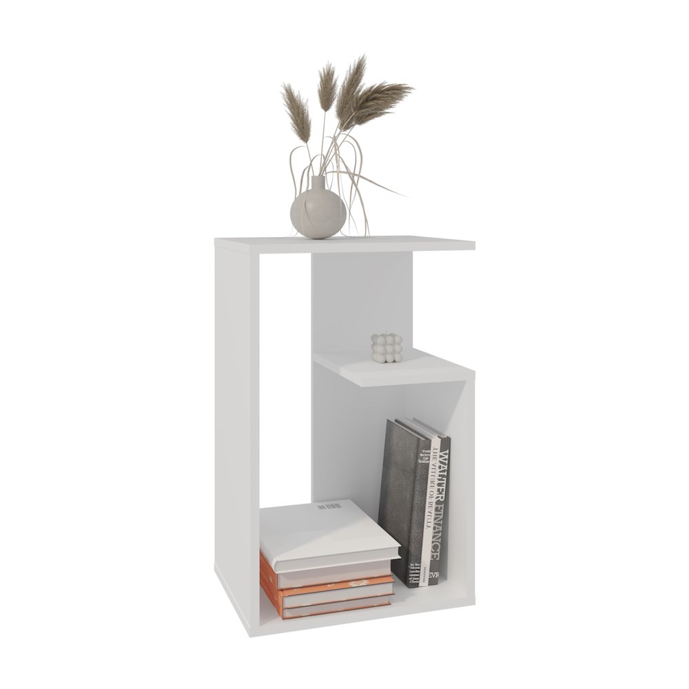 Stebbins Side Table, 2 Shelves, White. Picture 3