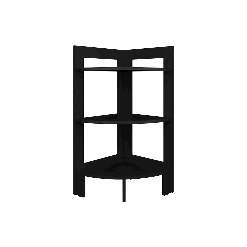 Akutan Side Table with 3 Shelves, 3 Legs, Black Wengue. Picture 1