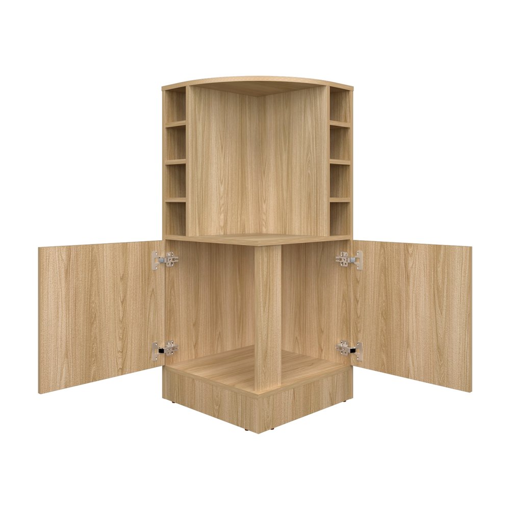 norwich Bar Cabinet, 2 Doors, 8 Wine Bottle Compartments, Natural Oak. Picture 1