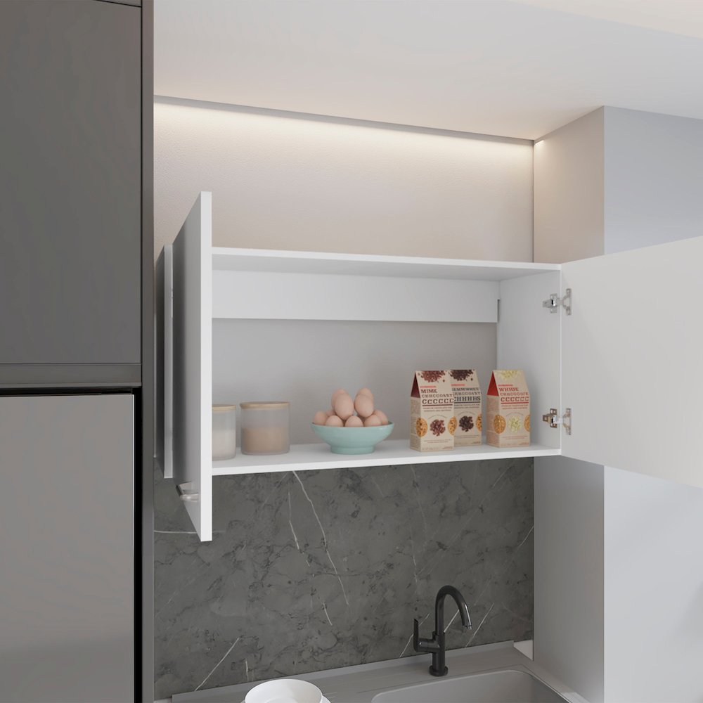 Wall cabinet 19"H, two Doors, two internal Shelves, White. Picture 5