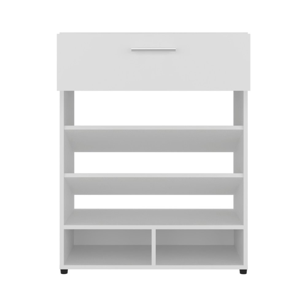 Kearns Shoe Rack,1 Door,4 Legs,5 Shelves,White. Picture 1