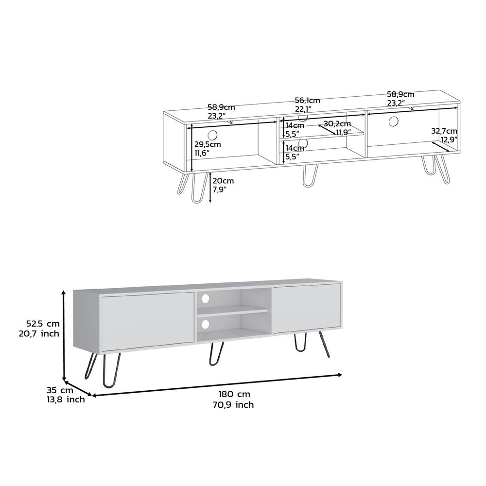 Waco TV Rack, Hairpin Stand with Spacious Storage and Cable Management Holes. Picture 7