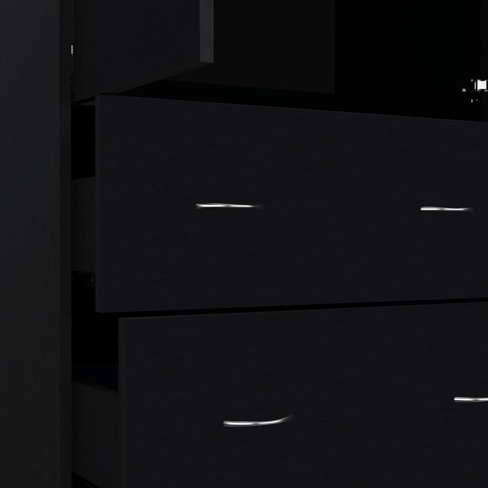 Silo 71" H Armoire with Two Doors, Two Drawers, and Hanging Rod,Black. Picture 4