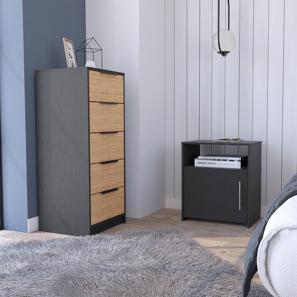 Patten 2 Piece Bedroom Set, Egeo 5 Drawer Dresser  + Omaha Nightstand. Picture 9