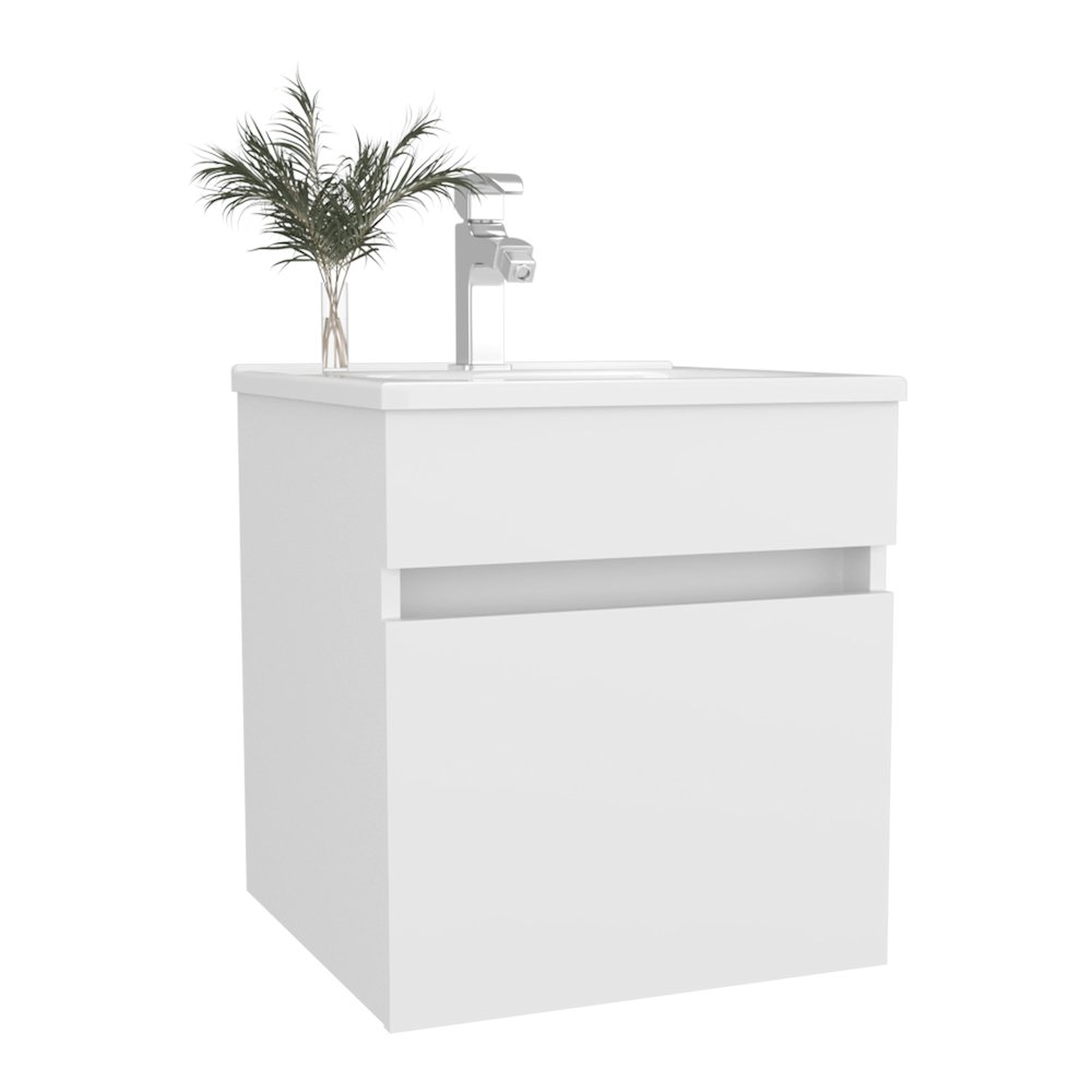 Naknek Bathroom Vanity, 1 Door, White. Picture 3