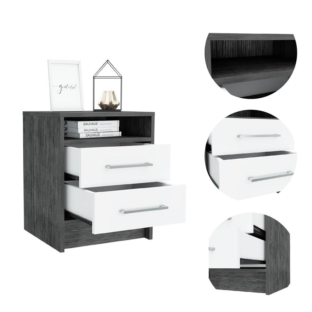 Leyva Nightstand - Smoky Oak/White. Picture 2