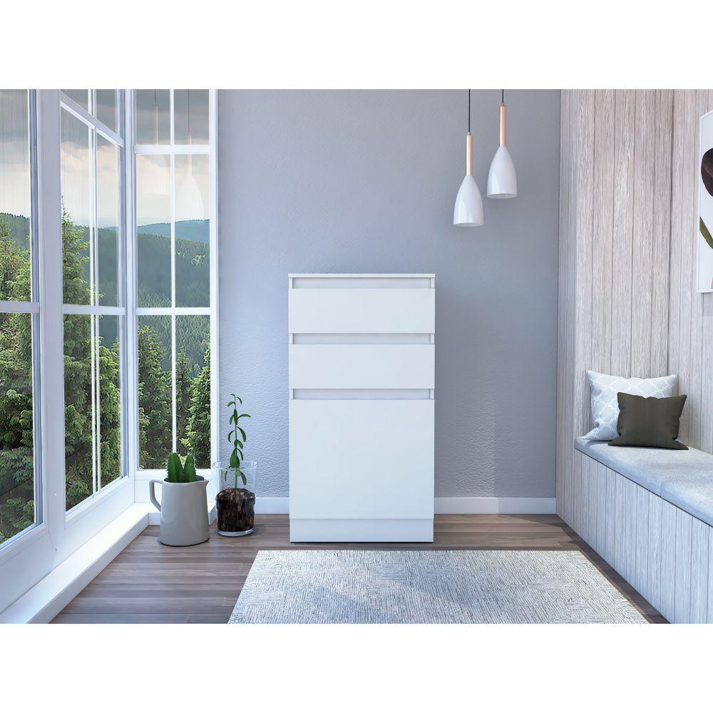 DEPOT E-SHOP Diamond Dresser, Jewelry Box, Mirror, One-Door Cabinet, Two Drawers-White, For Bedroom. Picture 1