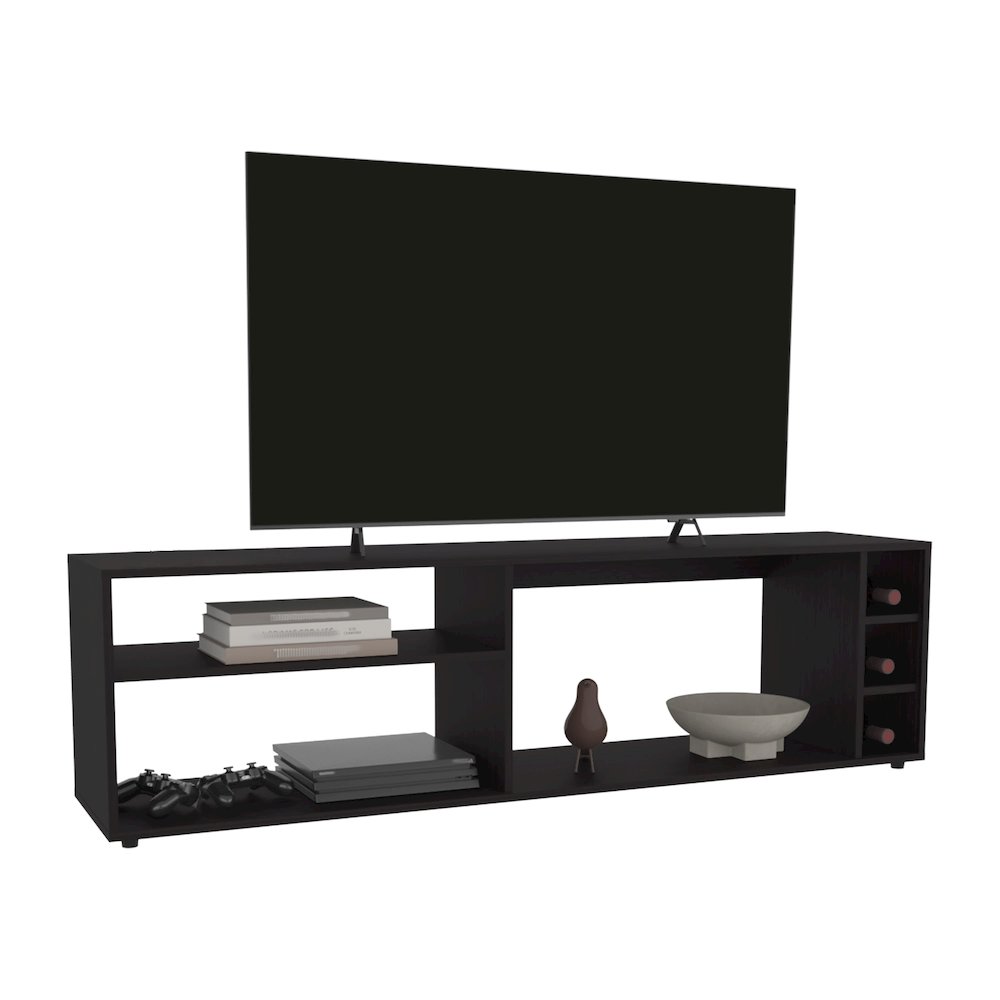 Weir Tv Stand, 6 Shelves, 60" TV Capacity, Black Wengue. Picture 3