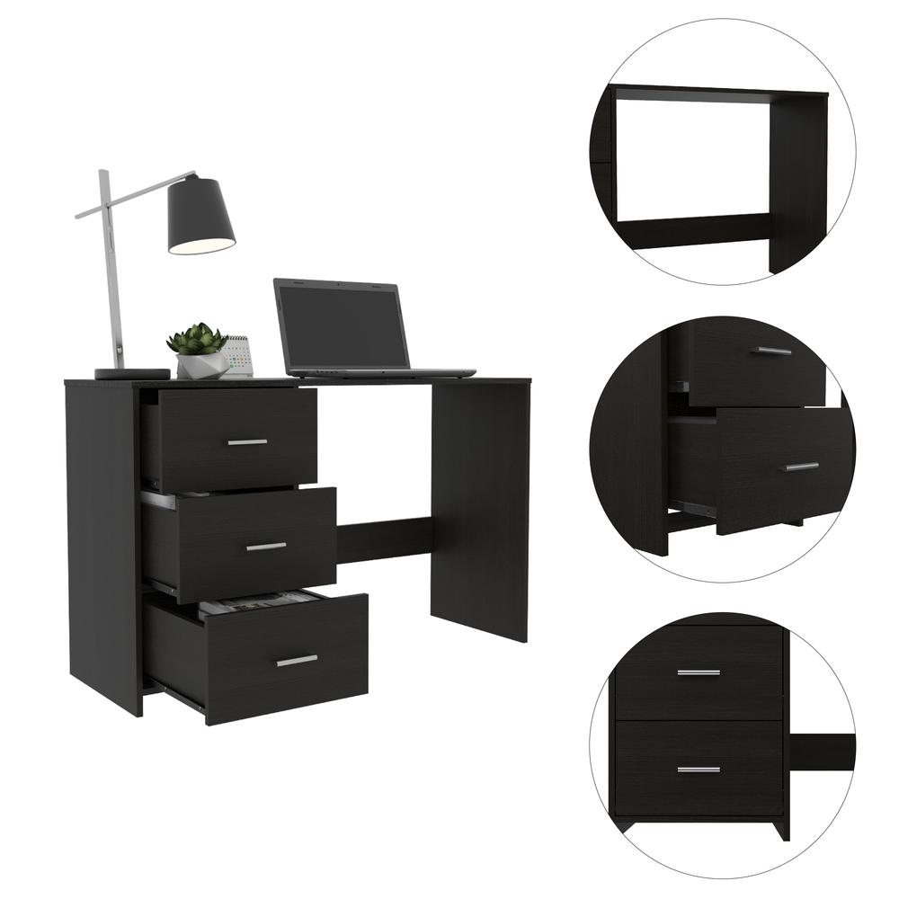 Azalea 3 Drawers Desk Black Wengue. Picture 6