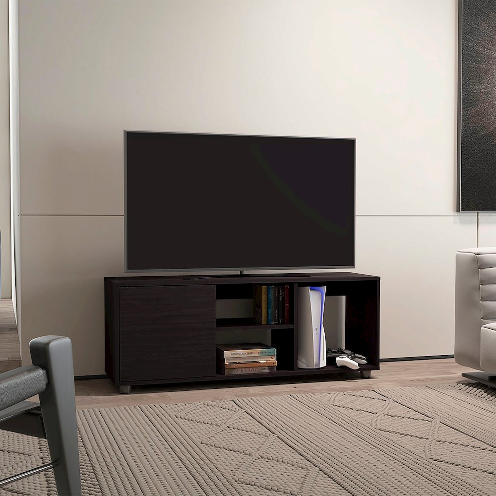 Penndel Tv Stand, 1 Door, 4 Shelves, 55" TV Capacity, White. Picture 6