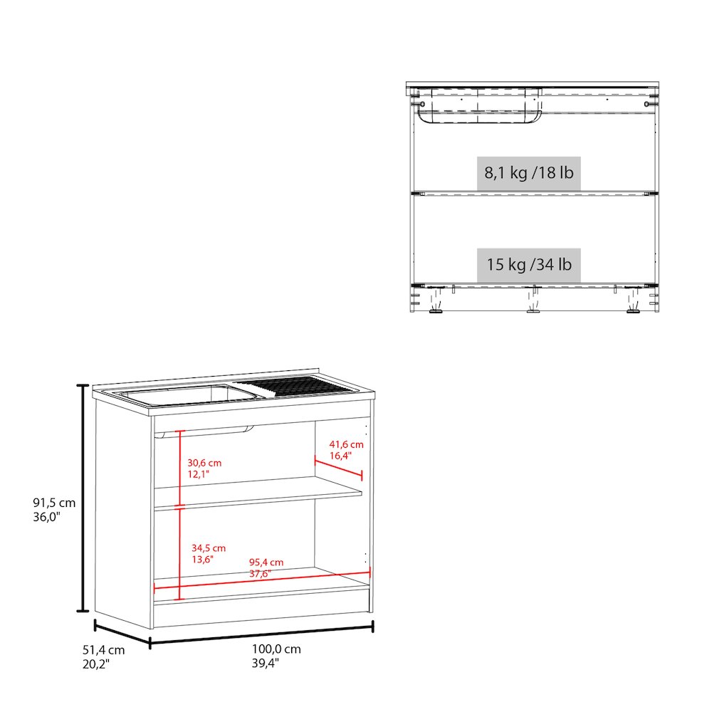 Bickleton Utility Sink Cabinet, 2 Doors, 2 Shelves, White Oak. Picture 6