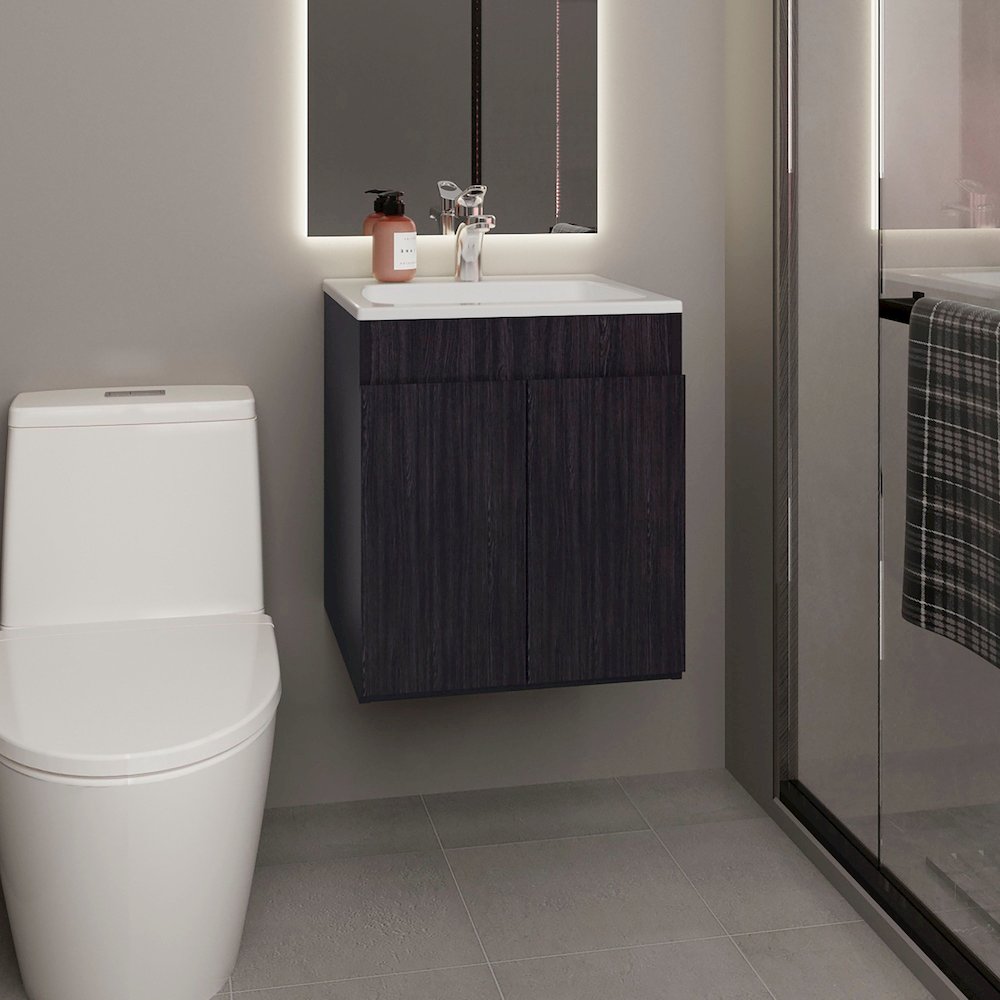 Rayle Bathroom Vanity, 2 Doors, Black Wengue. Picture 7