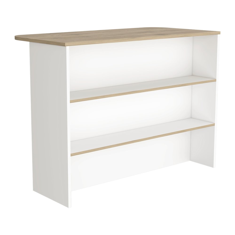 Britton kitchen Island with Two-Tier Storage Shelf and Ample Workstation. Picture 2