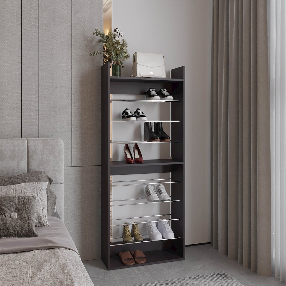 Aline Shoe Rack, 10 Shelves, Black Wengue. Picture 6