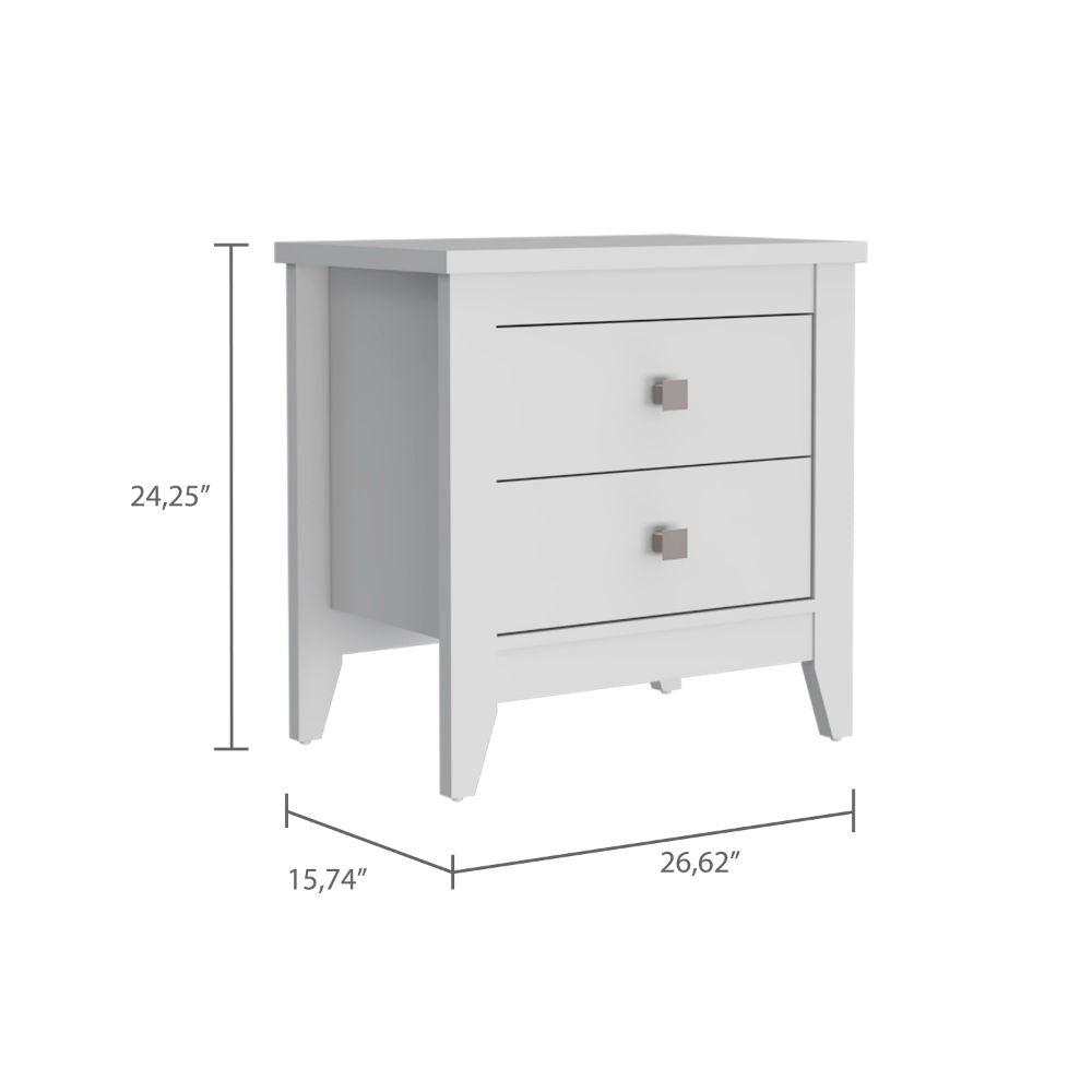 DEPOT E-SHOP Oasis Nightstand, Two Shelves, Four Legs, Countertop-White, For Bedroom. Picture 3