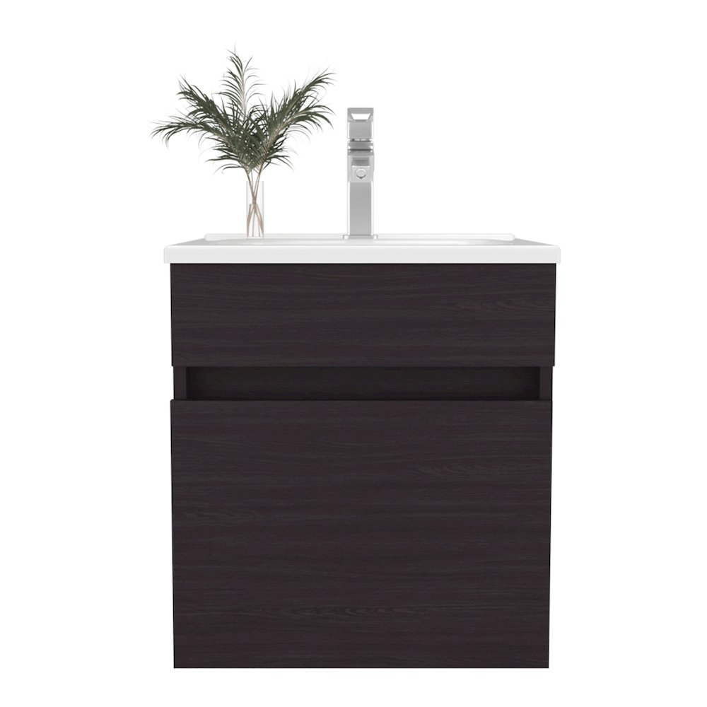 Naknek Bathroom Vanity, 1 Door, Black Wengue. Picture 1
