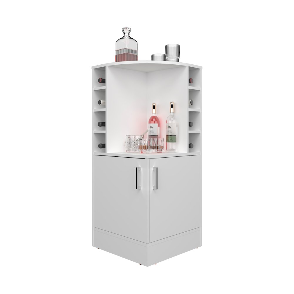 norwich Bar Cabinet, 2 Doors, 8 Wine Bottle Compartments, White. Picture 4