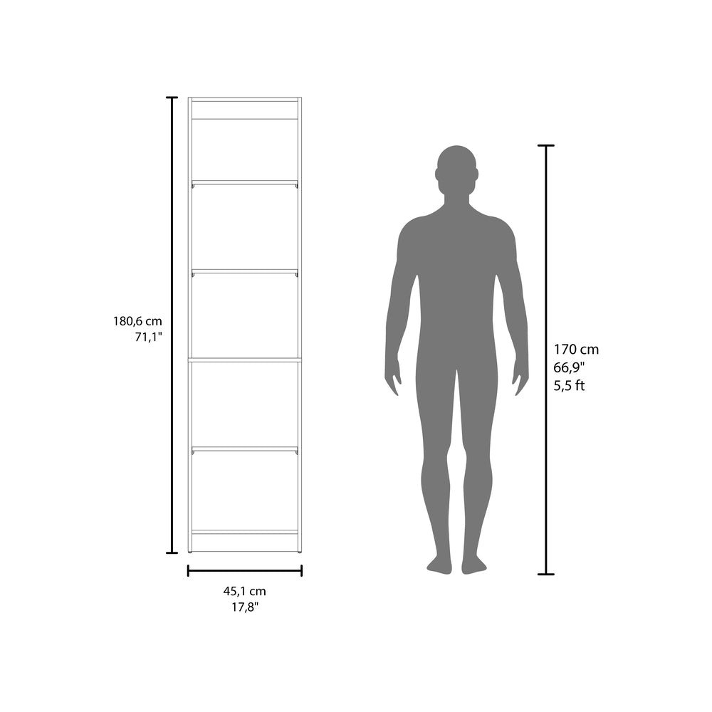 Vinton XS Bookcase Compact Bookshelf with Multiple Shelves, Natural Oak / White. Picture 2