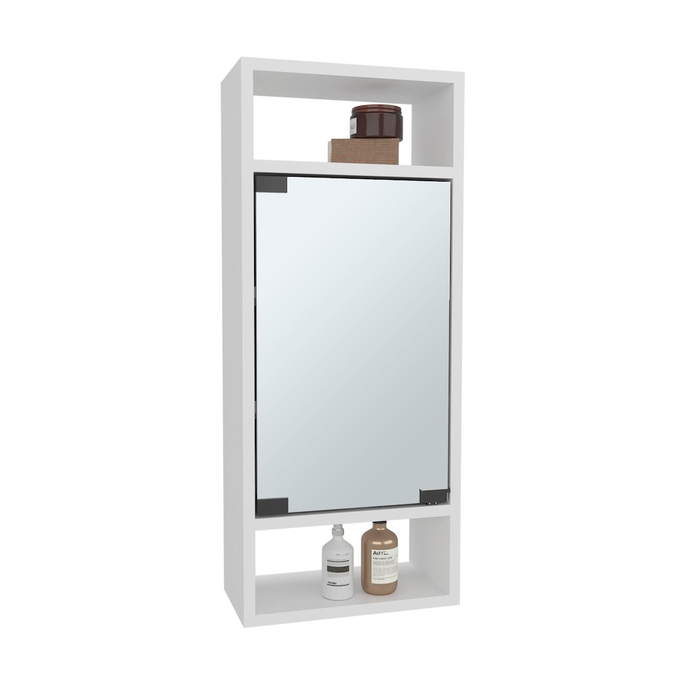 Sayre Medicine Cabinet, 1 Door, 5 Shelves, 1 Mirror, White. Picture 3