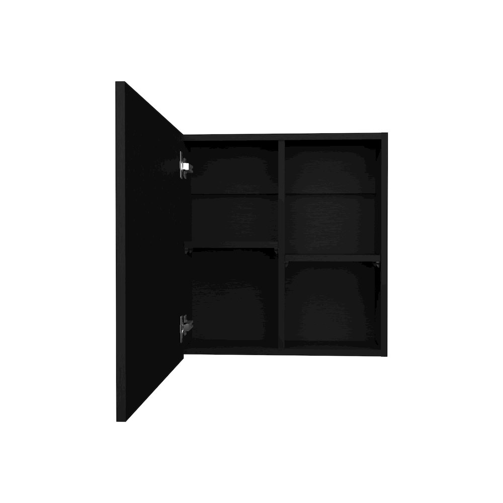 Loring Medicine Cabinet, 1 Door, 4 Shelves, 1 Mirror, Black. Picture 2