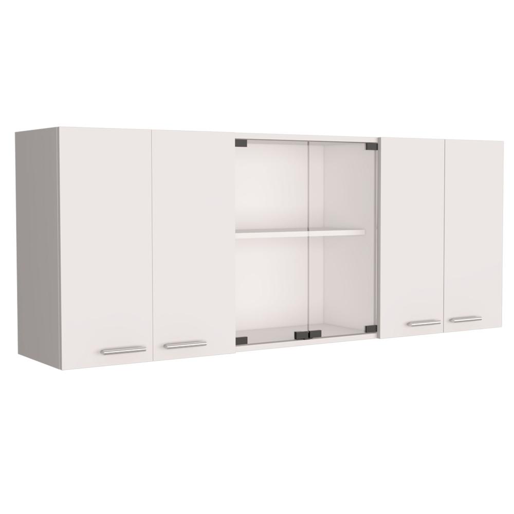 Tigard 2 Piece Kitchen Set, Syros Kitchen Island Cart + 150 Wall Cabinet Glass. Picture 2