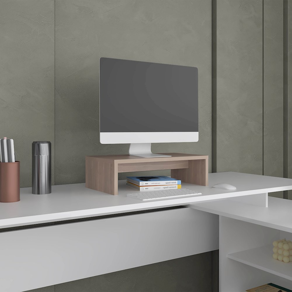 Elim Desk with 1 Shelf, White Oak. Picture 5