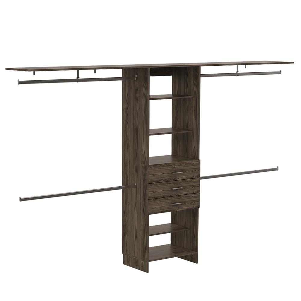 Zamora 69"W - 118"W Closet System Dark Walnut. Picture 1