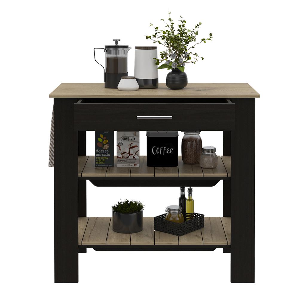 Delos 40Kitchen Island Black-Light Oak. Picture 3