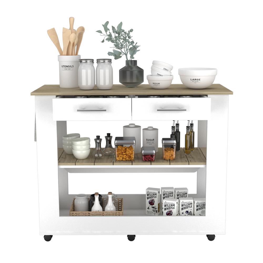Delos 46 Kitchen Island White-Light Oak. Picture 4