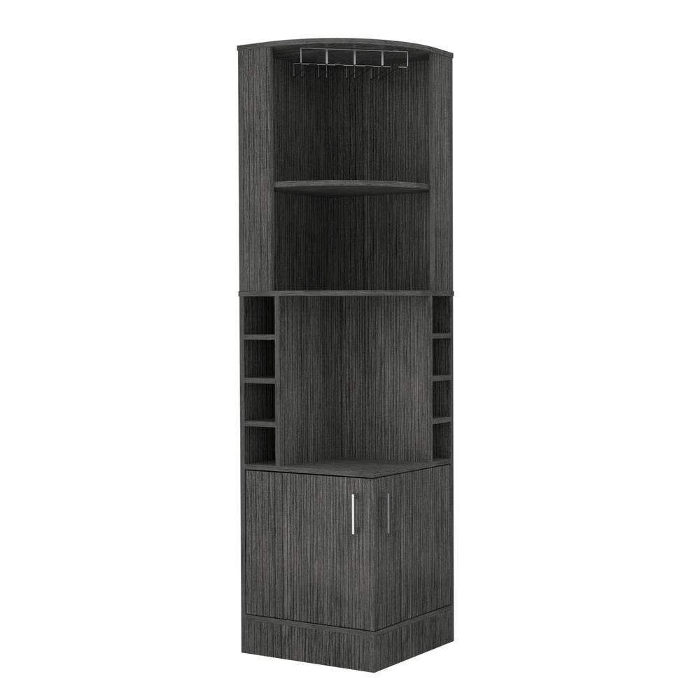 Egina Corner Bar Cabinet - Smoky Oak. Picture 1